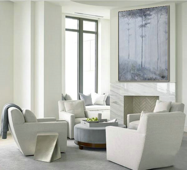 Oversized Canvas Art On Canvas,Oversized Abstract Landscape Painting,Huge Abstract Canvas Art,White,Grey,Black.etc